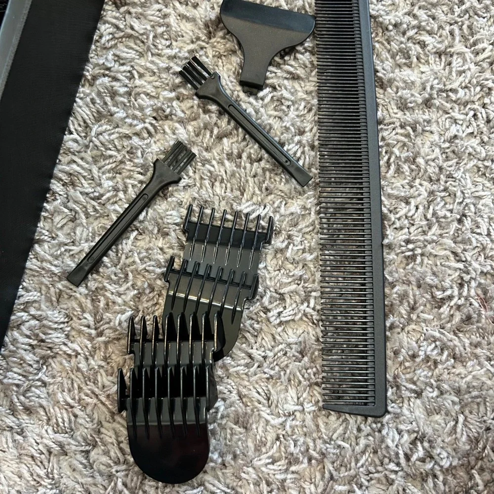 Professional Hair‎ Clipper Guard Set with Comb Cape and Cleaning Brushes Black